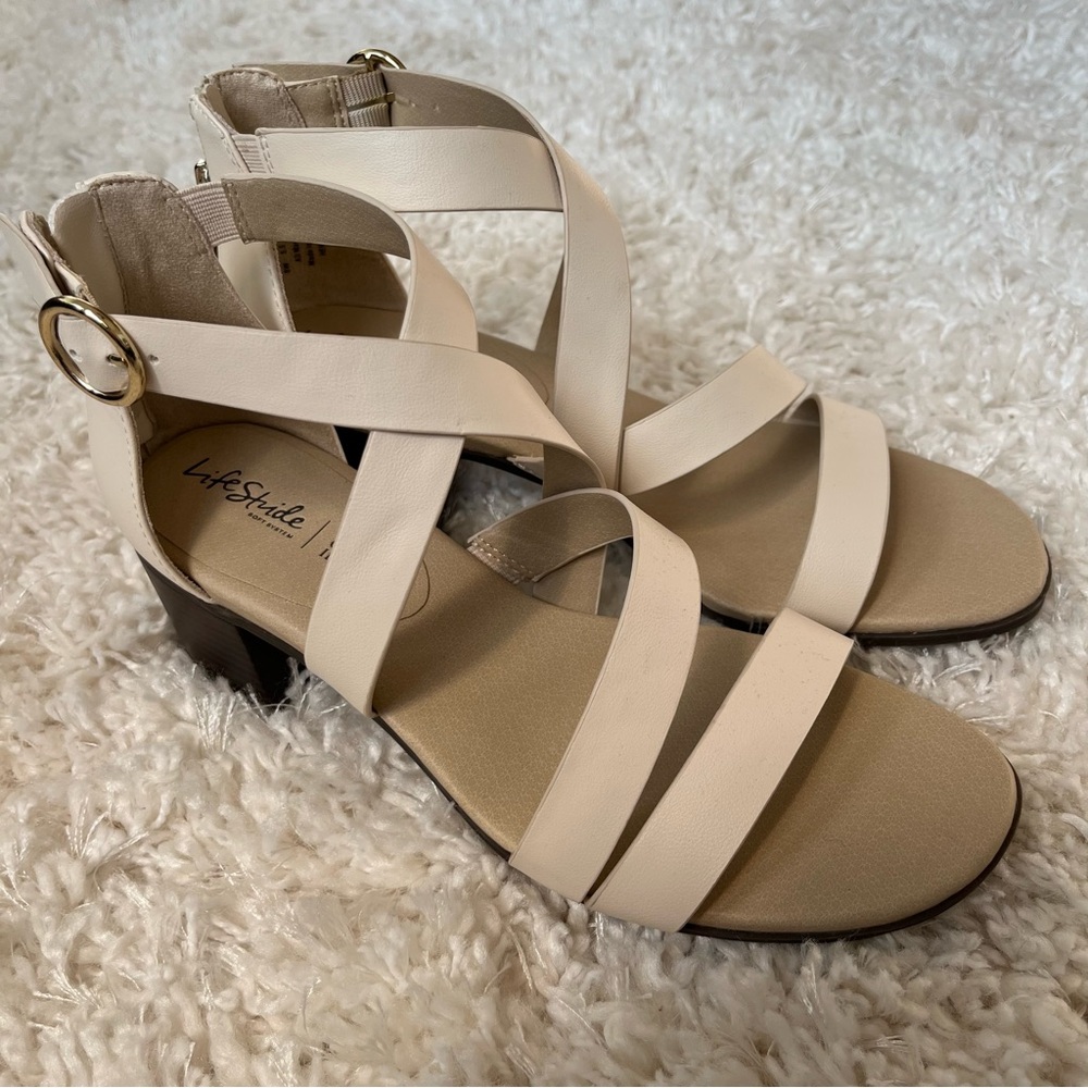 Nude block heels